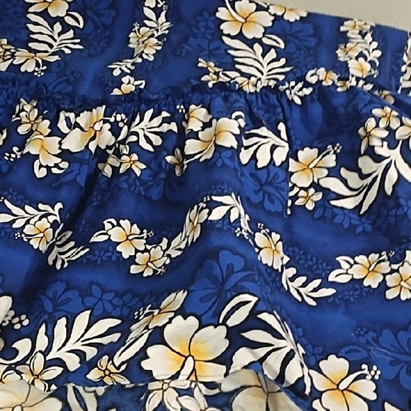Hawaiian Tropical Floral Tiered Off-or on Shoulder Beachy Sundress Pocket - Picture 5 of 10